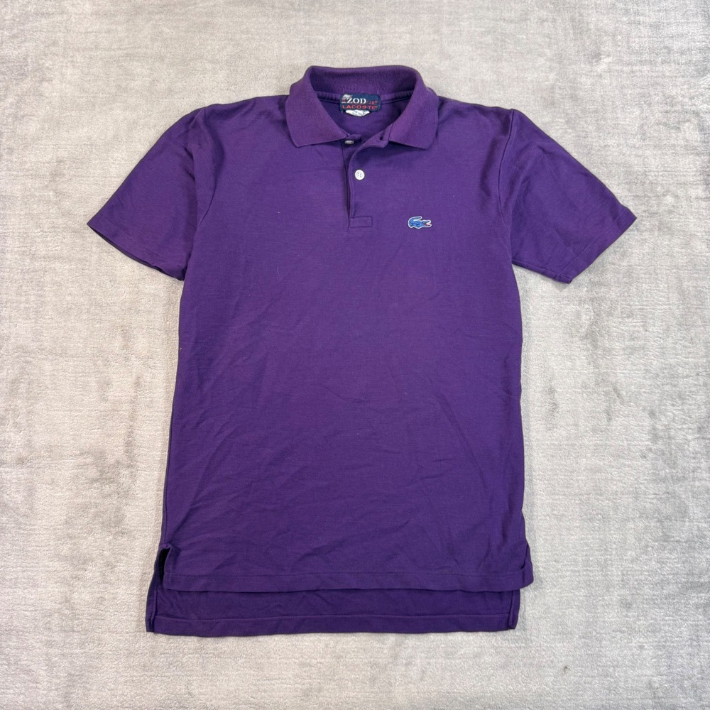 Izod Lacoste Shirt Mens 20 Purple Polo Short Sleeve Vintage 1970s Preppy Collar
